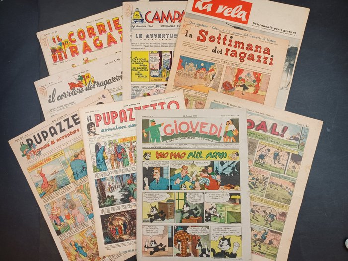 Giovedì, Pupazzetto, Goal e Altri - 8x Giornali a Fumetti - Lose Seiten - Erstausgabe - (1944/1947)