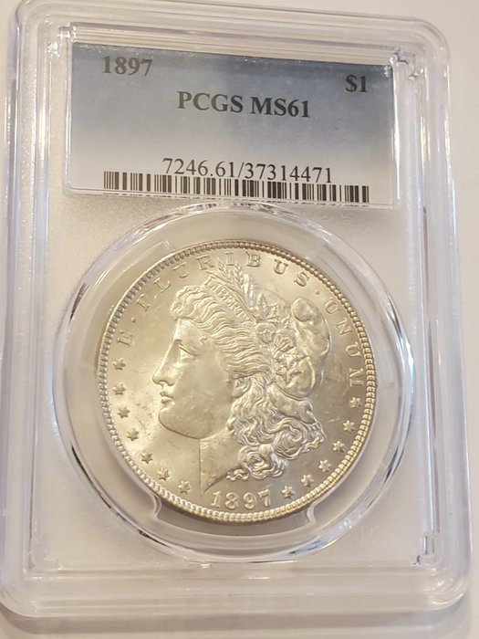 USA. Morgan Dollar 1897 in PCGS MS61 Slab