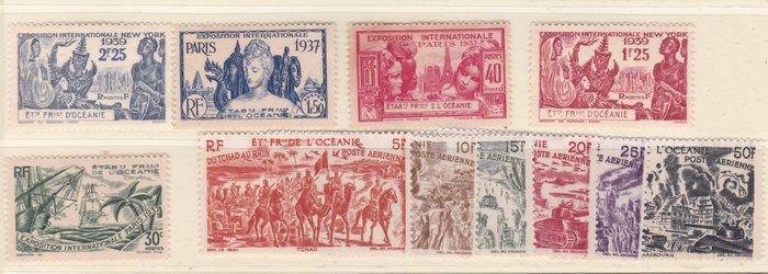 Frans-Polynesië 1914/1979 - A superb exhaustive collection with airmail - . Aussi Guinee et Republique de Guinee. Avec des  "non dentelés".