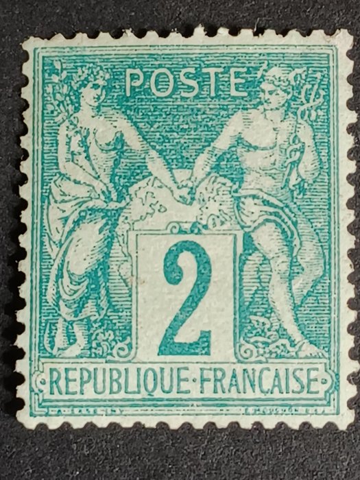 Frankrijk 1876 - Sage type 1 N°62, 2 cents green, Mint* signed Calves, Very fresh - Yvert