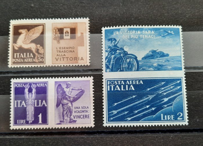 Italy Kingdom 1942 - Propaganda, 3 unissued stamps, very rare - Sassone N. 12A/12C