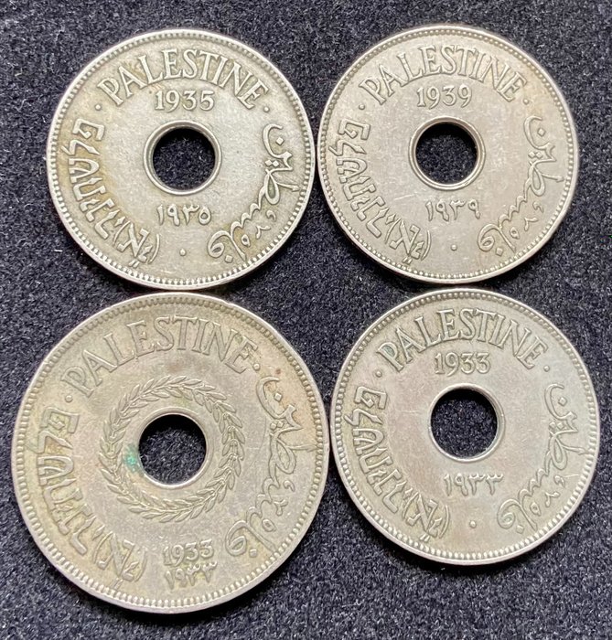 Palestine. 10 Mils/20 Mils 1933/1935 -(lot of 4 coins)