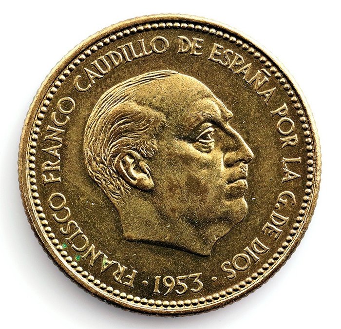 Spain. Francisco Franco. 2 1/2 Pesetas - PRUEBA -1953*70 - Estado Español - Muy escasa