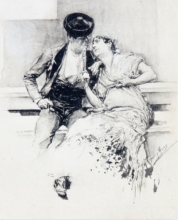 José García y Ramos (1852-1912) - Escena de enamorados