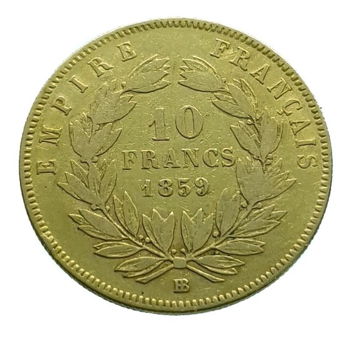 Frankreich. 10 Francs 1859-BB (Strasbourg) Napoleon III