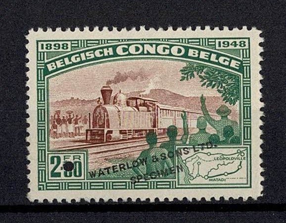 Belgisch-Kongo 1948 - Overprint Waterlow & Sons LTD/Specimen + perforation + certificate - COB 296 épreuve de couleur