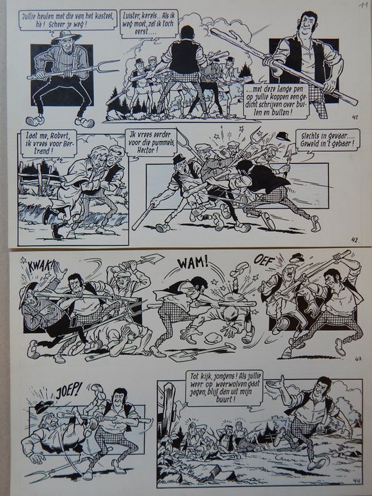 Willy Vandersteen - Robert en Bertrand 8 - De Weerwolf - Originele pagina (p.11) - (1974)