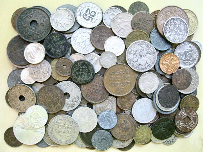 Monde. Lot various old coins 1657/1949 (155 pieces) incl. silver