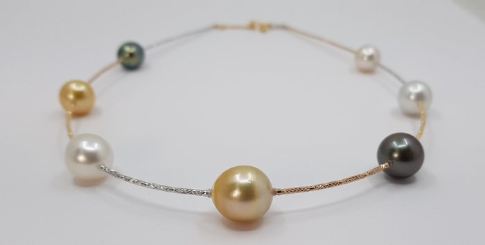 Image 3 of 10x13mm South Sea and Tahitian Pearls - 18 kt. Yellow gold - Necklace