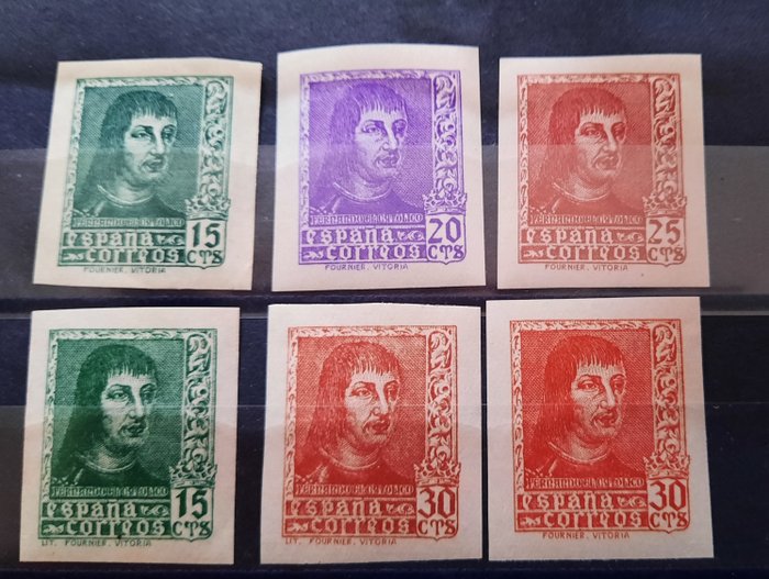 Spanje 1938 - Ferdinand II the Catholic. Complete imperforated set. - Edifil 841s/844s, 841As, 844As
