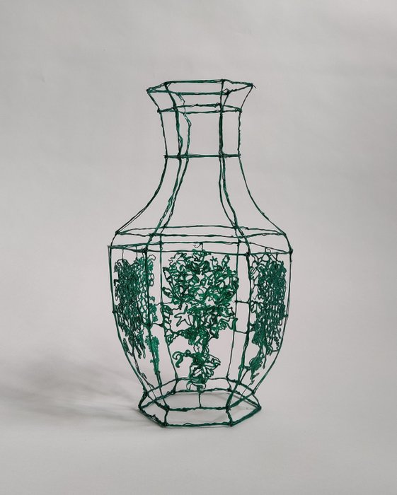 Iris Lucia Design - Iris Lucia - 花瓶 -  3D 繪圖花瓶 - 綠色  - 可生物降解的印花填充材料