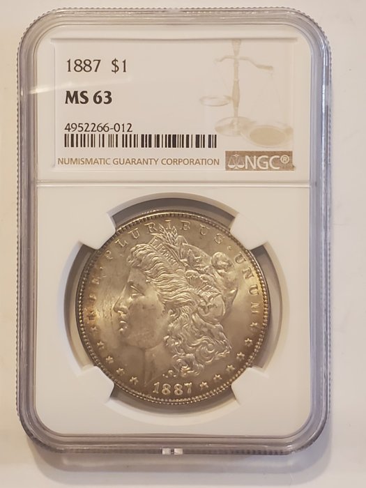 USA. Morgan Dollar 1887 in MS61 NGC Slab