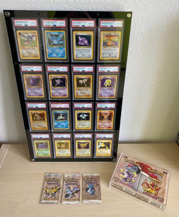 The Pokémon Company - PSA 8 FOSSIL Set - Complete set - 15/15 holo cards all PSA 8 + Promo Pikachu as bonus - Dragonite Gengar Zapdos - Frame included - 1999
