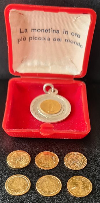 United States. Medals. 7 Items - Smallest Gold Coins in the World (8kt)