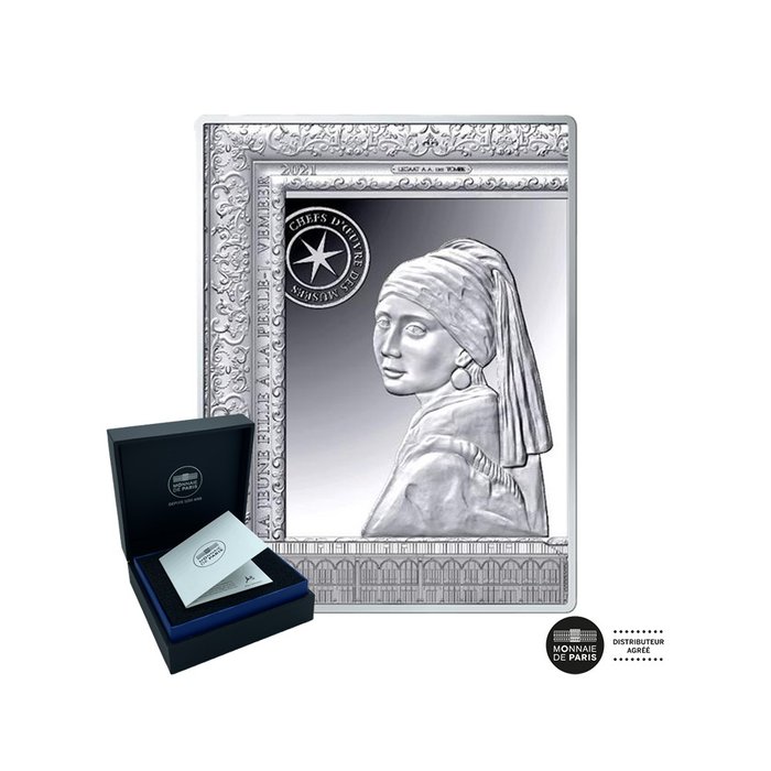 Frankrijk. 50 Euro 2021 Proof, The Girl with the Pearl, 100 gr