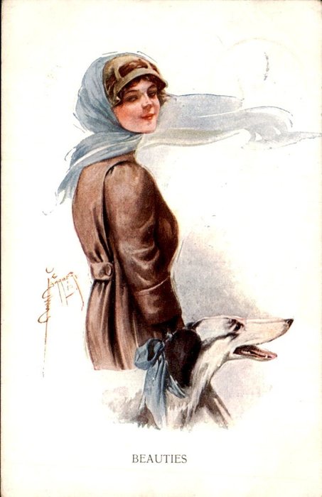 Fantasie, Frau / Dame / Mädchen - Hut - Glamour - Illustrator - Postkarten (Sammlung von 66) - 1900-1930