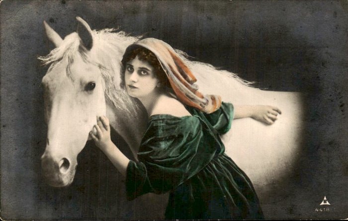 Tiere, Pferd - Pferde - Frau - Postkarten (Sammlung von 87) - 1900-1960