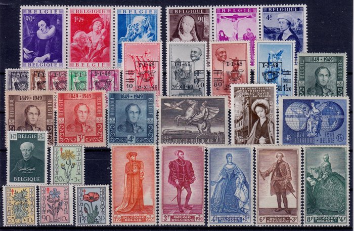 Preview of the first image of Belgium 1949 - Complete year 1949 - OBP 792/822 + BL 27/28.