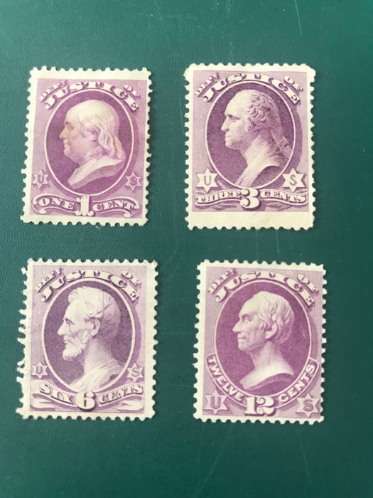 United States of America 1893 - Justice : 1, 3, 6 and 12 cent - Michel 25, 27/28 en 30