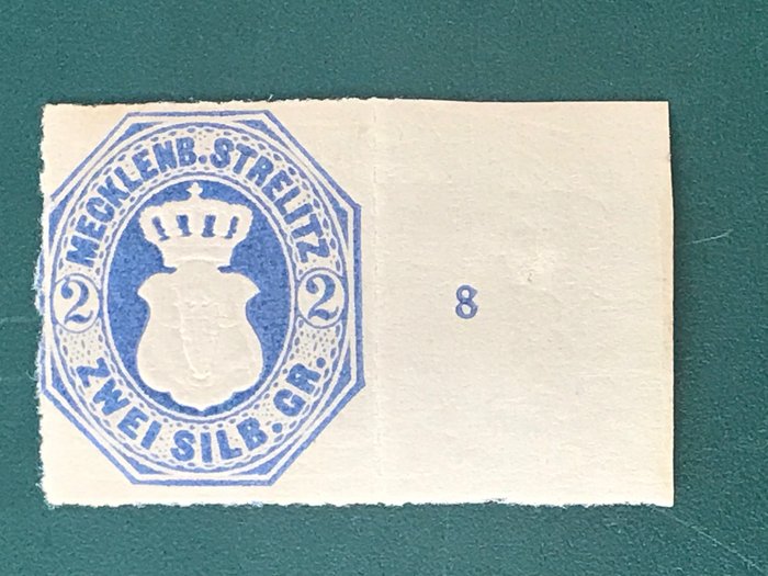 Mecklenburg-Strelitz 1864 - 2 Silvergrossen with sheet edge - Michel 5RZ Briefmarken Deutsche gebraucht kaufen  