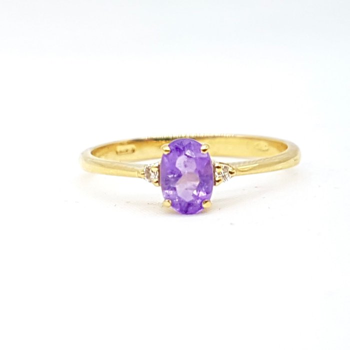 18 kt. Yellow gold - Ring - 0.47 ct Amethyst - Diamonds Jewellery New Women's Jewellery for sale  
