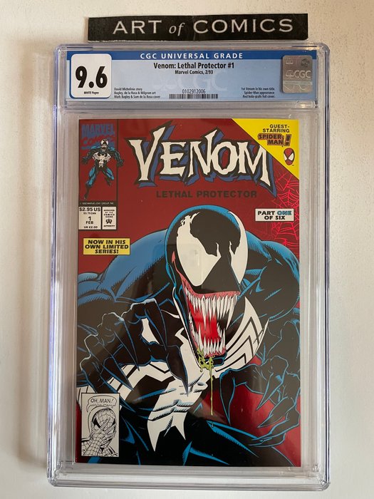 Venom: Lethal Protector #1 - 1st Venom In His Own Title - Spider-Man Appearance - Red Holo-grafx Foil Cover - CGC Graded 9.6 - Extremely High Grade - White Pages!! - Softcover - First edition - (1993)