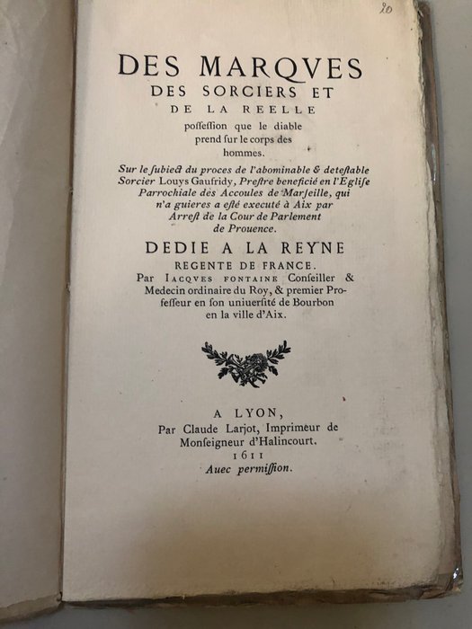 Jacques Fontaine - Des marques des sorciers et de la réelle possession que le diable prend sur le corps des hommes - 1611/1865