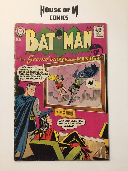 Batman # 131 The Second Batman and Robin Team! - appearance Batwoman. Mid Grade - Geniet - Eerste druk - (1960)