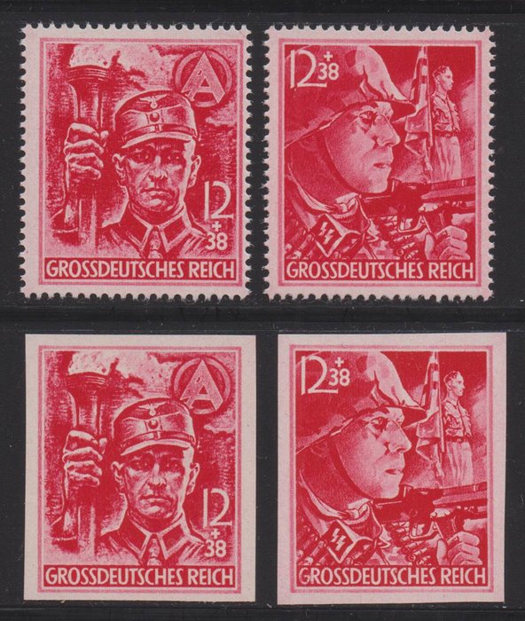 Duitse Rijk 1945 - “SA/SS” complete, perforated and imperforate - Michel 909/10 (U)
