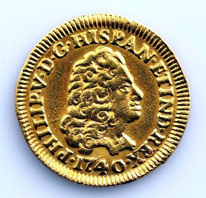 Spain. Felipe V (1700-1746). Escudo "Pelucona" 1740 Madrid - Rara