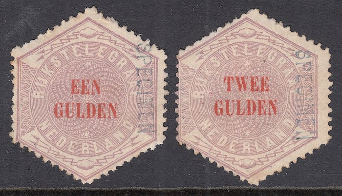 Nederland 1877 - Telegramzegels, met opdruk SPECIMEN - NVPH TG11 + TG12