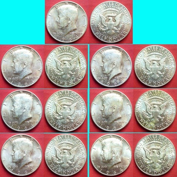 United States. 7 Coins - Half Dollar 1964 Kennedy - Denver