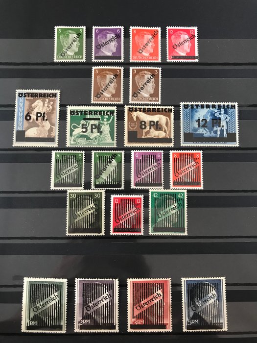 Austria 1945 - Glitter overprint including five never issued stamps - Michel 660/673, IV en Va/Vd