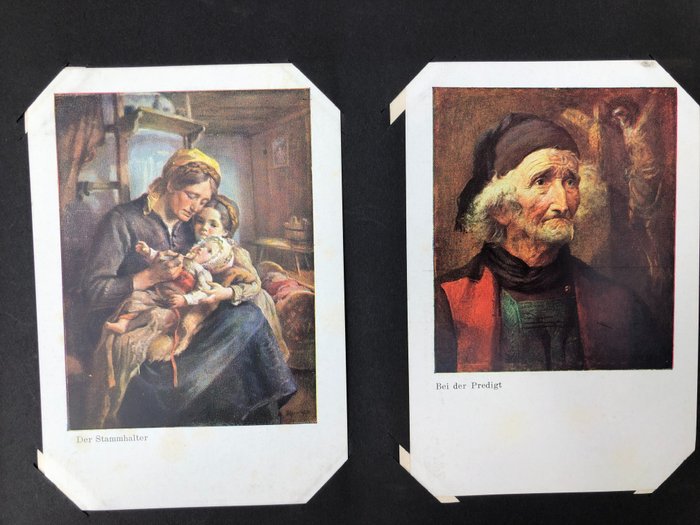 album with 100 art cards by Karl Weber, art report, Pinakothek - Postcard album (100) - 1920