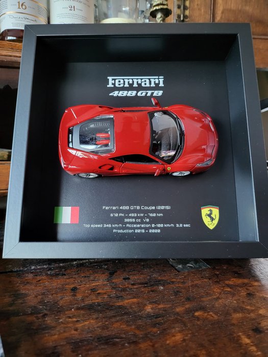 Preview of the first image of Decorative object - 3D Framed Ferrari 488 GTB (2015) - Wheels in Frame.