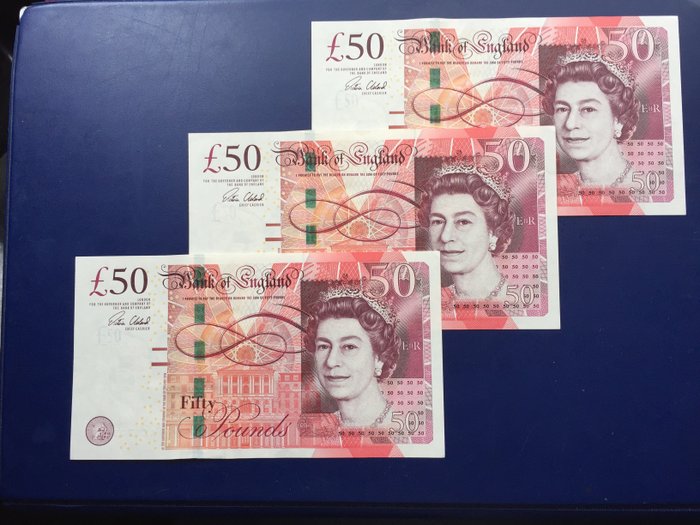 Great Britain - 3 x 50 Pounds 2011 (2015) - Pick 393b - consecutives