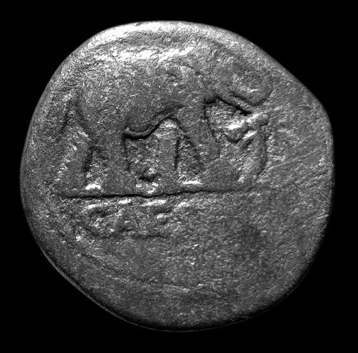 Roman Republic. Julius Caesar. AR Denarius,  Military mint traveling with Caesar, April-August 49 BC