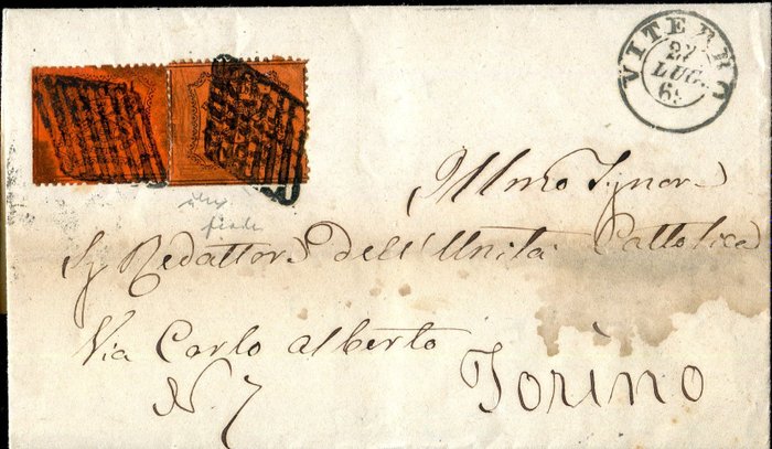 Italian Ancient States - Papal State 1868 - Interesting fraud made by reusing stamps already cancelled. - Sassone 26