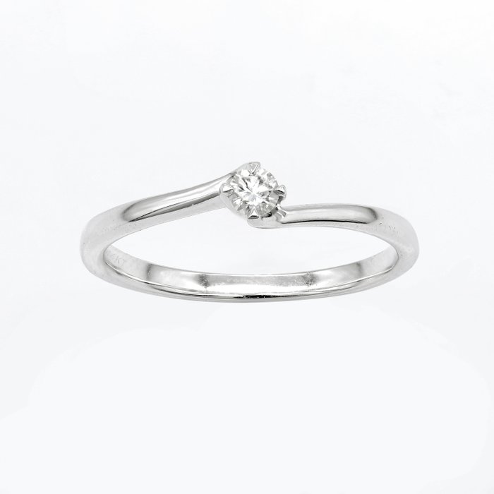 Ingen mindstepris - Ring - 14 karat Hvidguld -  0.10 tw. Diamant  (Natur) 