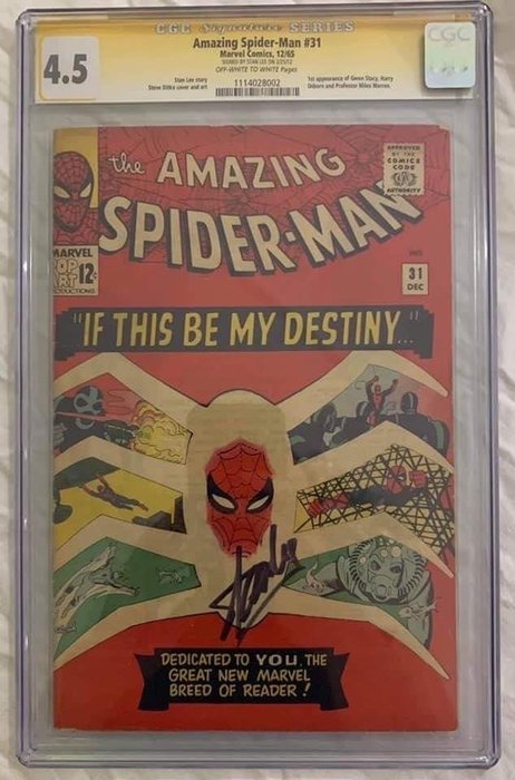 Amazing Spider-Man 31 - Amazing Spider-Man 31 4.5 CGC Signed by Stan Lee - Stapled - First edition