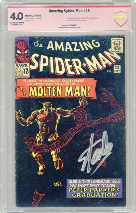 Amazing Spider-Man 28 - CBCS 4.0 - Signed by Stan Lee - Stapled - Unique copy