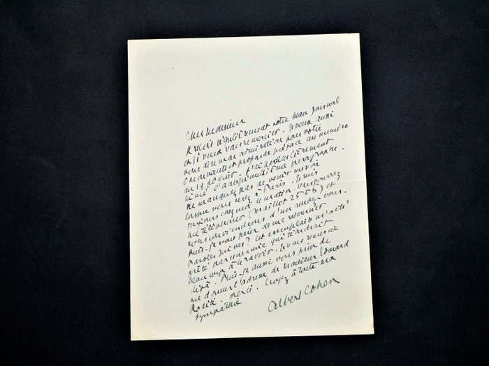 Albert Cohen - Lettre autographe signée [au sujet de Paroles juives] - 1930