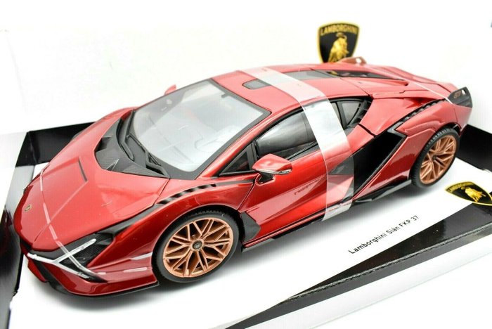 B-burago edition - 1:18 - Lamborghini Sian FKP37 - Supercar - Metalic rood