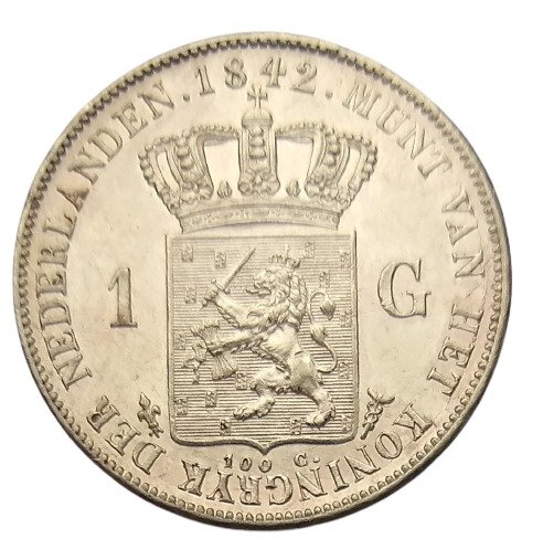 Pays-Bas. Willem II (1840-1849). 1 Gulden 1842b Lange hals