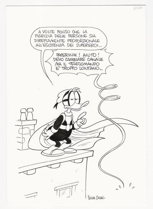 Topolino # 3236 - Silvia Ziche - illustrazione originale "Che aria tira a... Paperopoli" - Unikat - (2018)