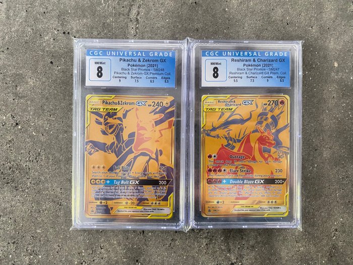 The Pokémon Company - Graded Card CGC Reshiram Charizard en Pikachu zekrom black star promos SM247 SM248 prem. collection GX - 2021