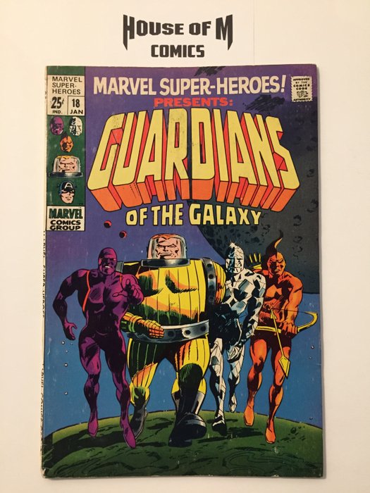 Marvel Super-Heroes # 18 1st appearance Guardians of the Galaxy (Yondu, Charlie-27, Martinex, Major Vance Astro) - Silver Age Key! Mid to Higher Grade - Agrafé - EO - (1969)