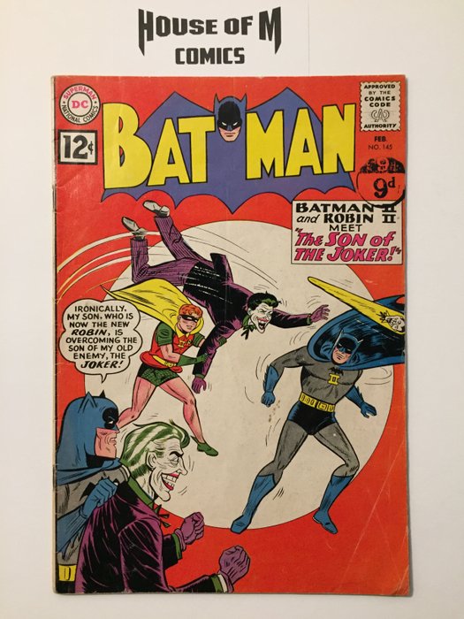 Batman # 145 Batman II and Robin II meet the Son of the Joker - Mid to Higher Grade - Geniet - Eerste druk - (1962)