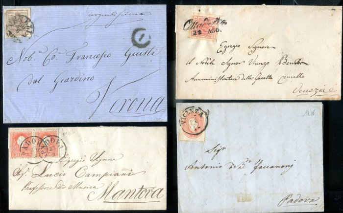 Italian Ancient States 1850/1868 - Set of documents of Lombardy-Venetia, Papal States, Sardinia.