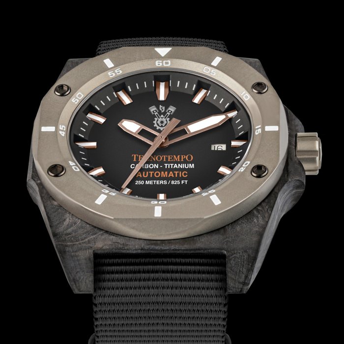 Preview of the first image of Tecnotempo - Real Forged Carbon & Titanium - Swiss Automatic Movt - "Competition" Limited Edition -.